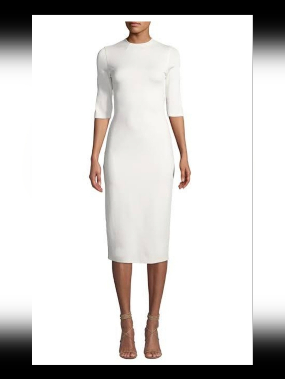 Alice + Olivia Delora Fitted Mock Neck Dress in Off White Size 8 - Picture 5 of 13